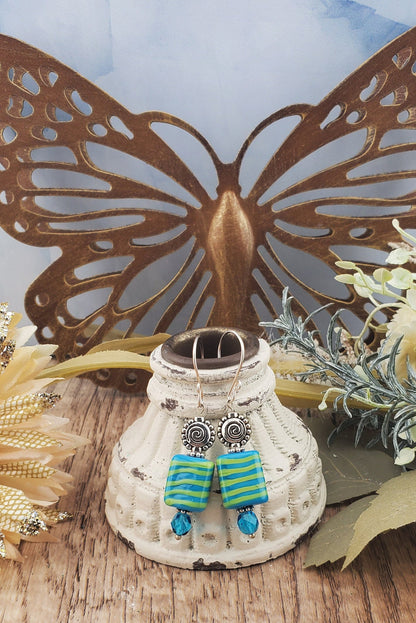 Calypso Dreams Artisan Glass Earrings, Lampwork Glass Bead by Grace Lampwork Beads, Silver Filled Earring Wire