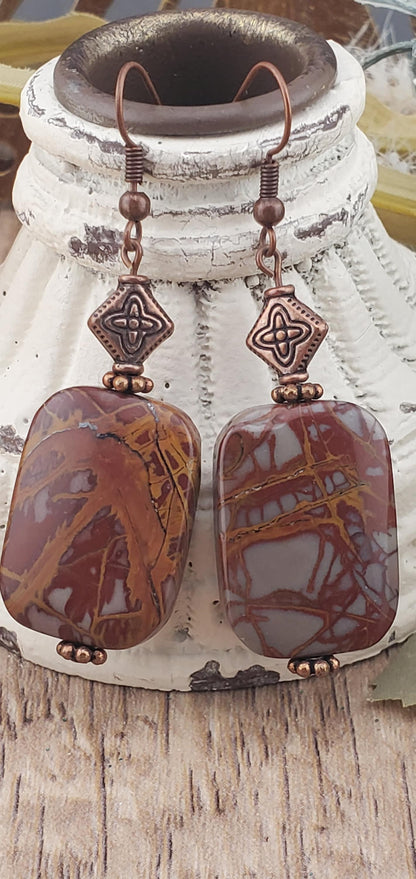 Noreena Jasper Earrings, Copper Earring Wire