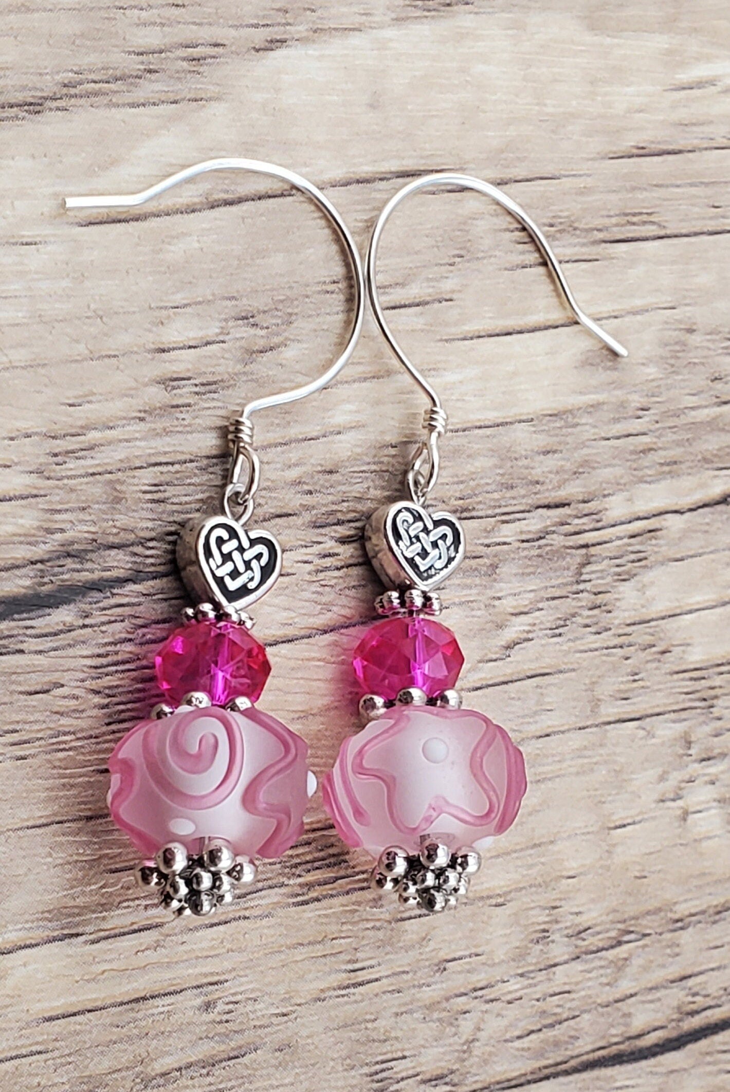 Love yourself Artisan Glass Earrings, Lampwork Glass Bead by Grace Lampwork Beads, Sterling Silver Earring Wire