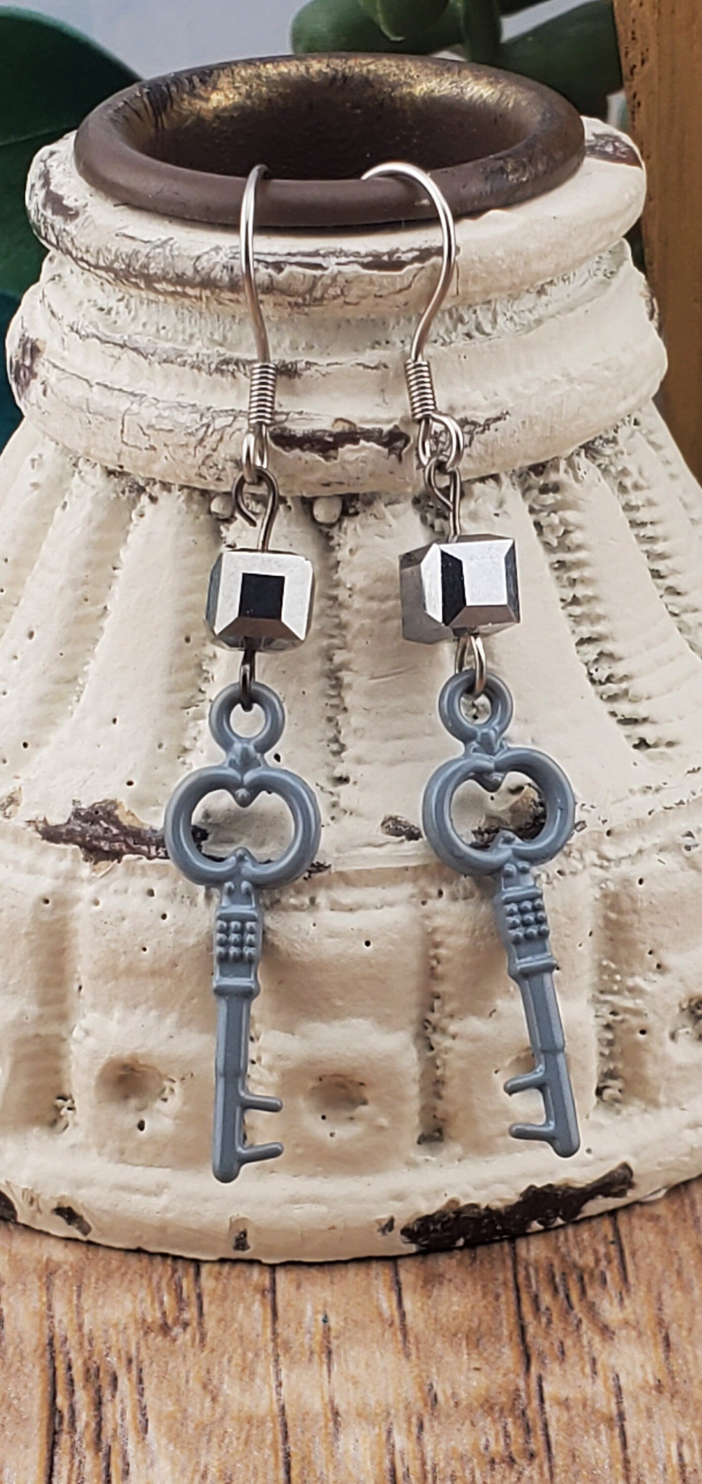 Key Earrings, Stainless Steel Earring Wire