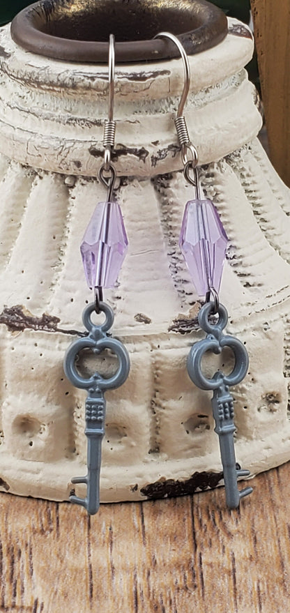 Key Earrings, Stainless Steel Earring Wire