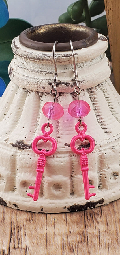 Key Earrings, Stainless Steel Earring Wire