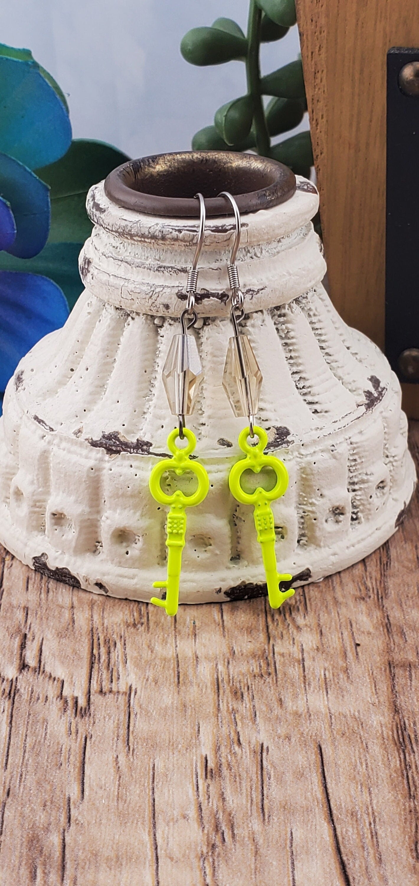 Key Earrings, Stainless Steel Earring Wire