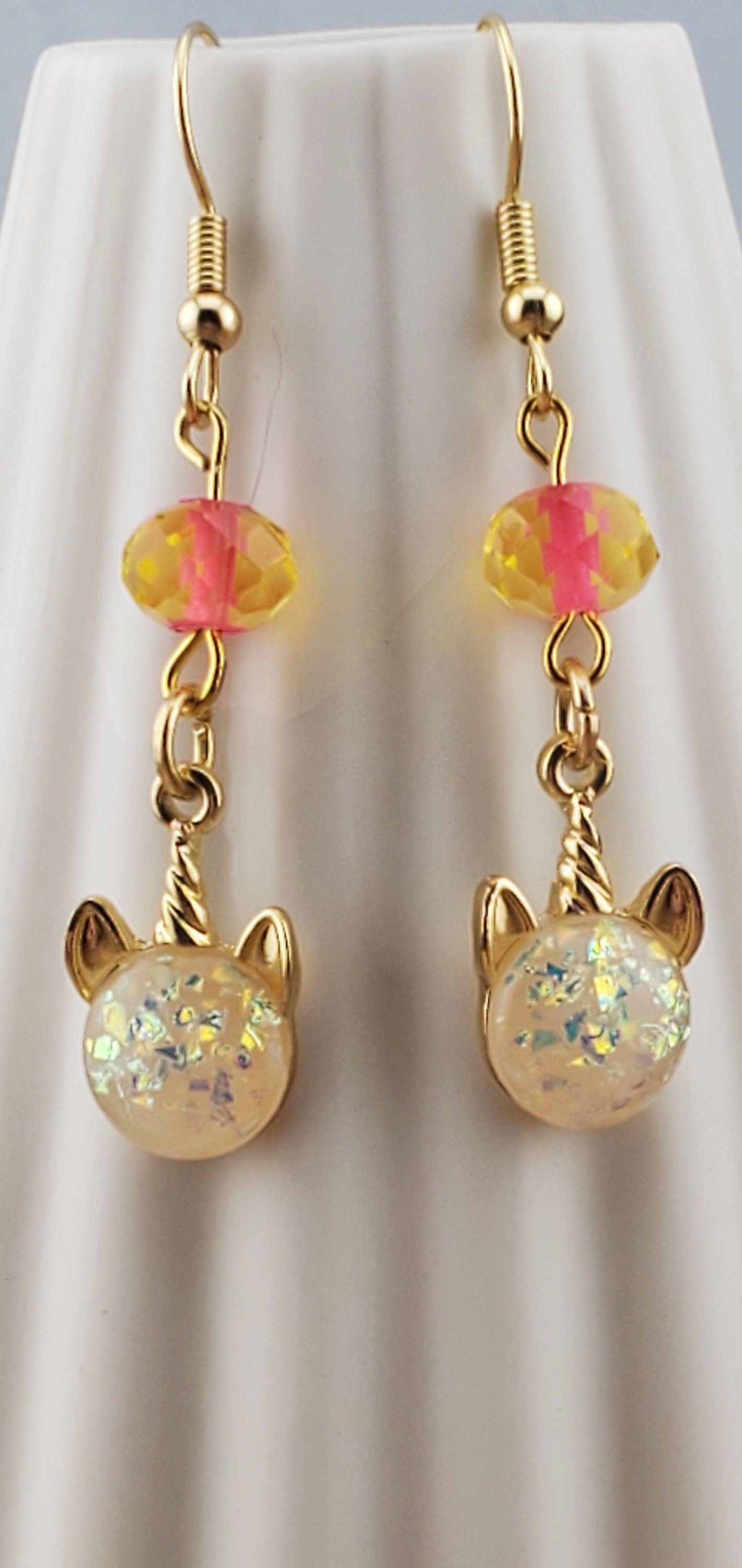 Unicorn Earrings, Gold Plated Earring Wire