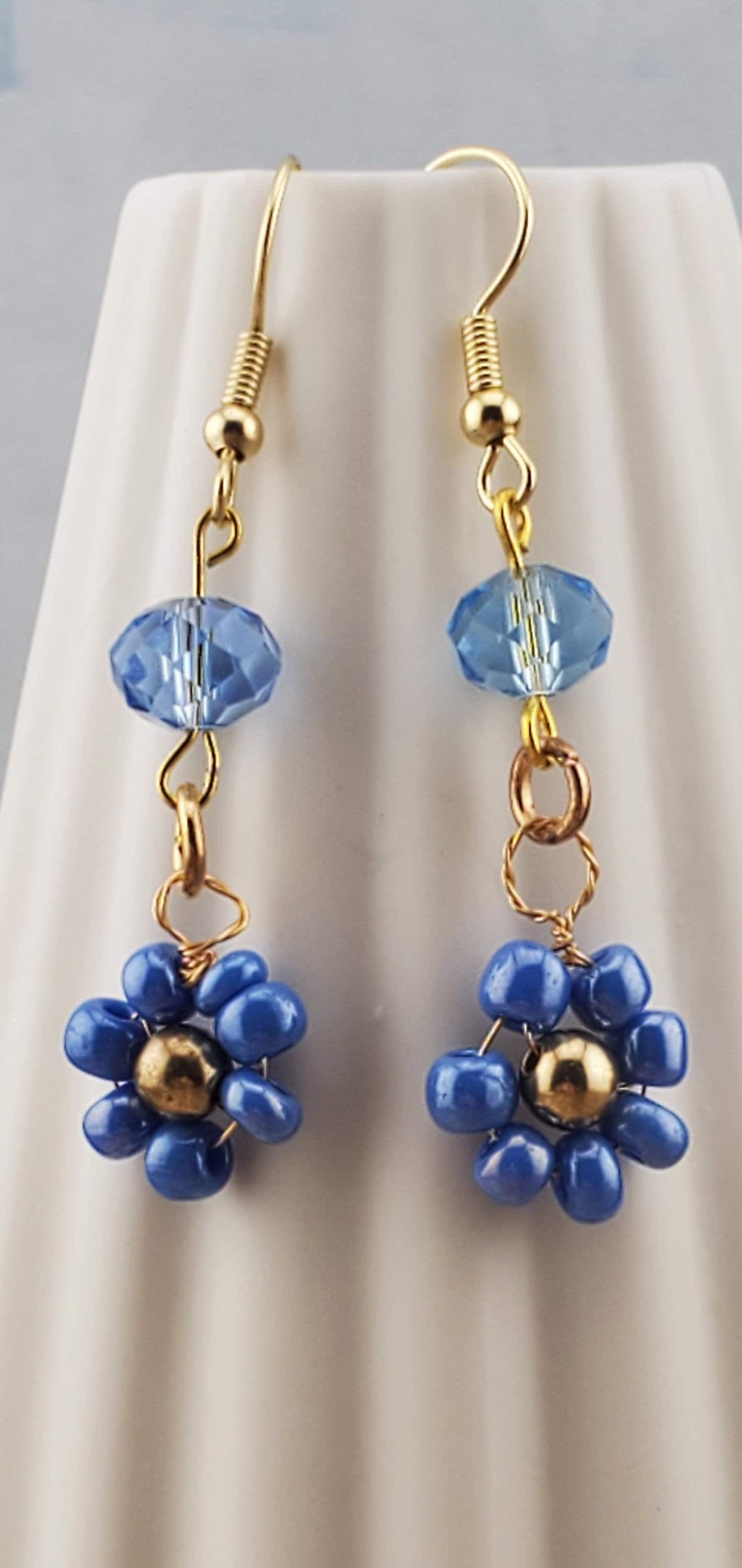 Flower Earrings, Gold Plated Earring Wire