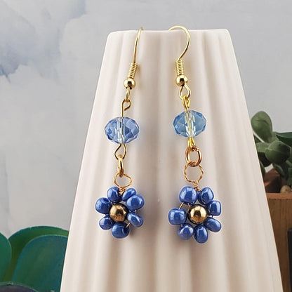 Flower Earrings, Gold Plated Earring Wire