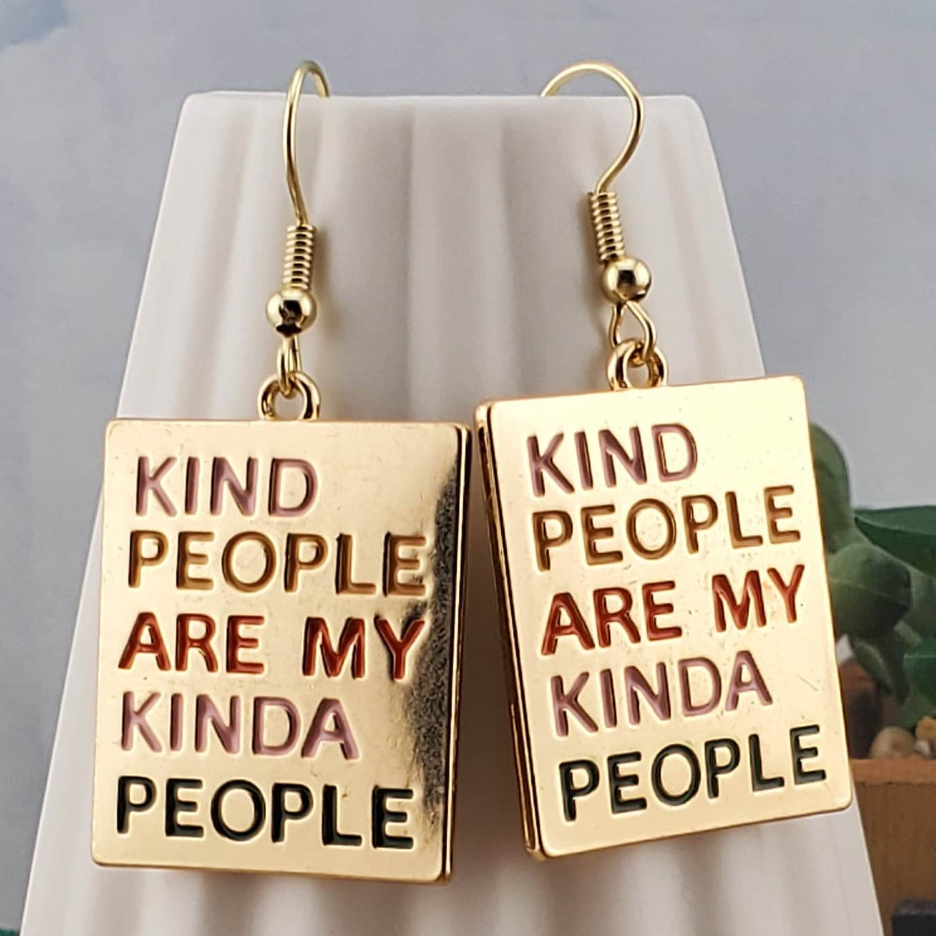 Kindness Earrings, Gold Plated Earring Wire