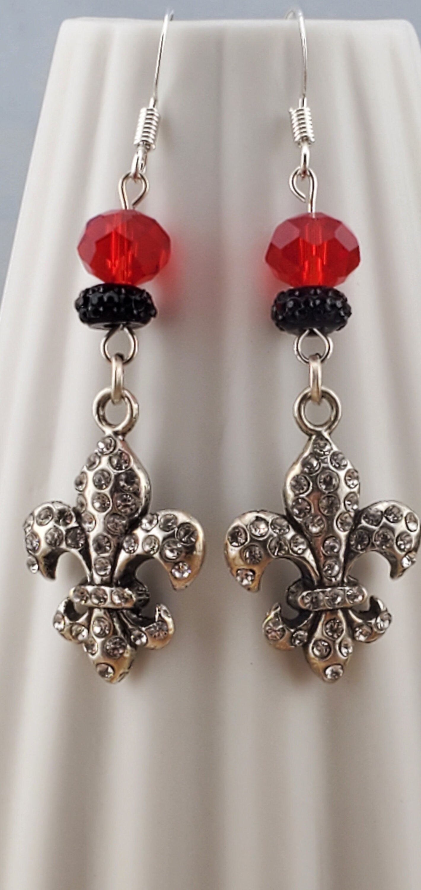 Fleur De Lis Earrings, Silver Plated Earring Wire