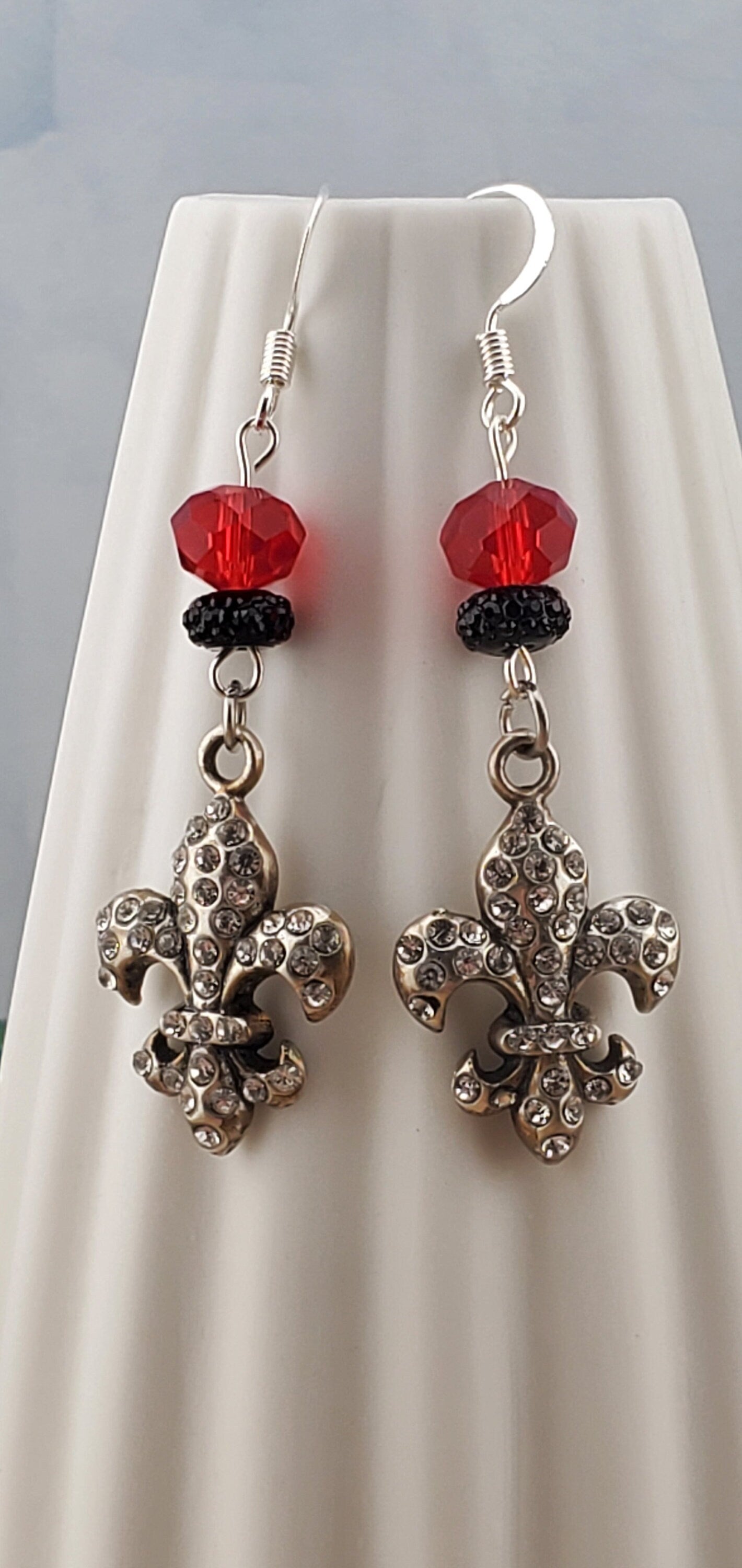 Fleur De Lis Earrings, Silver Plated Earring Wire