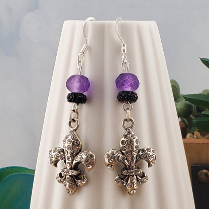 Fleur De Lis Earrings, Silver Plated Earring Wire