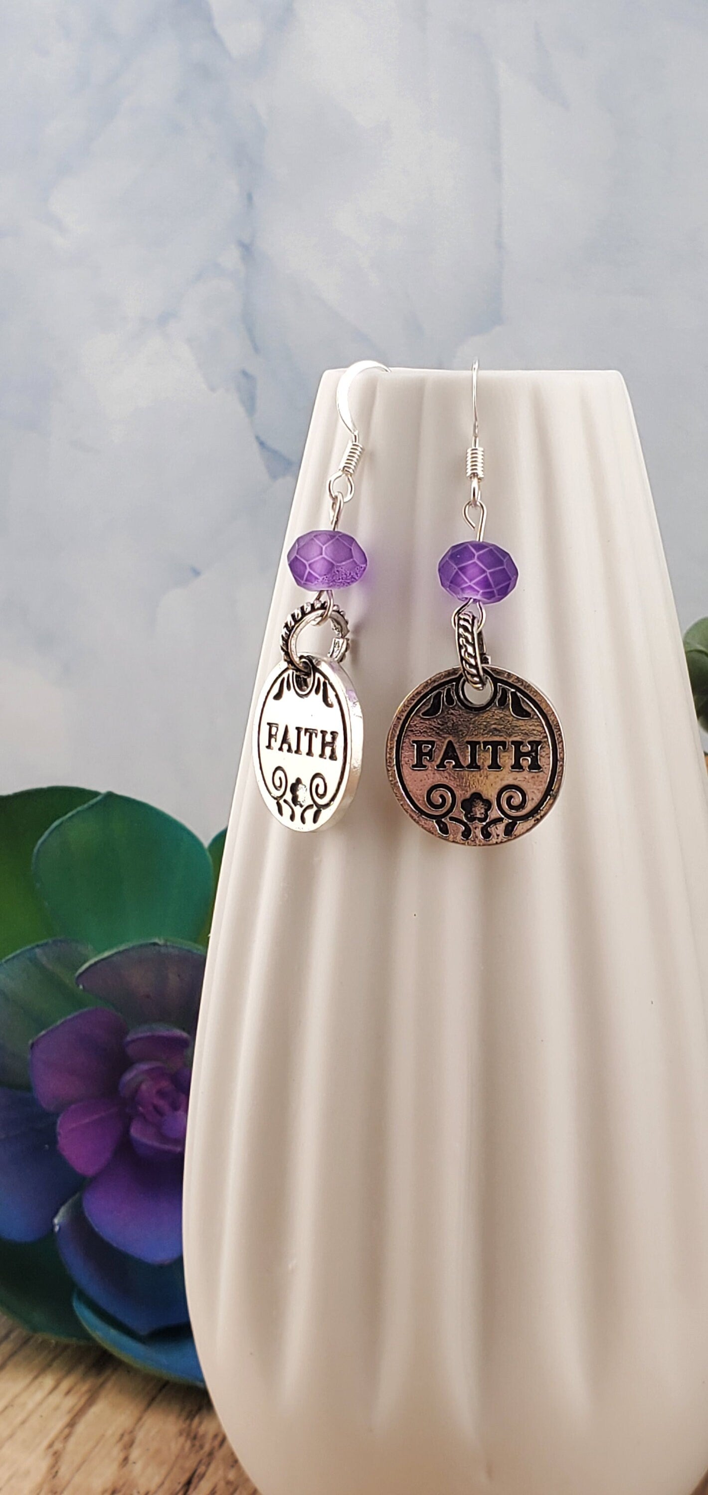 Faith Earrings, Silver Plated Earring Wire