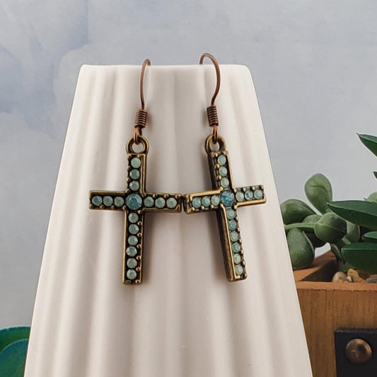 Cross Earrings, Copper Earring Wire