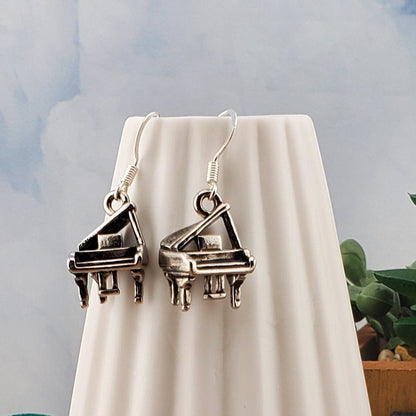 Grand Piano Earrings, Silver Plated Earring Wire