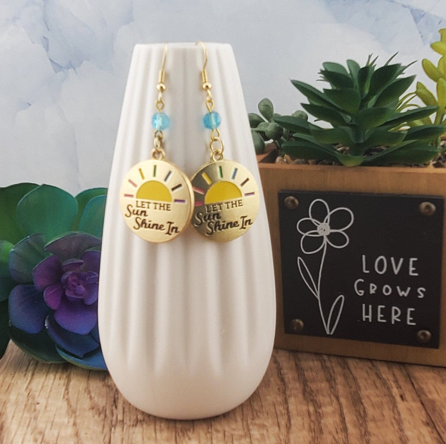 Sunshine Earrings, Gold Plated Earring Wire