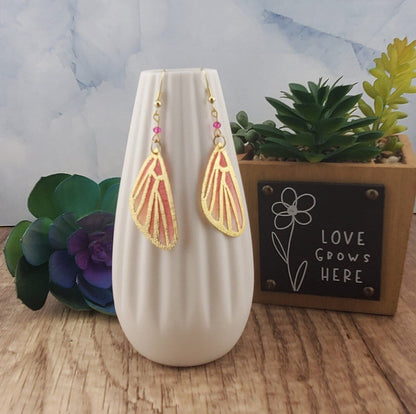 Butterfly Wing Earrings, Gold Plated Earring Wire