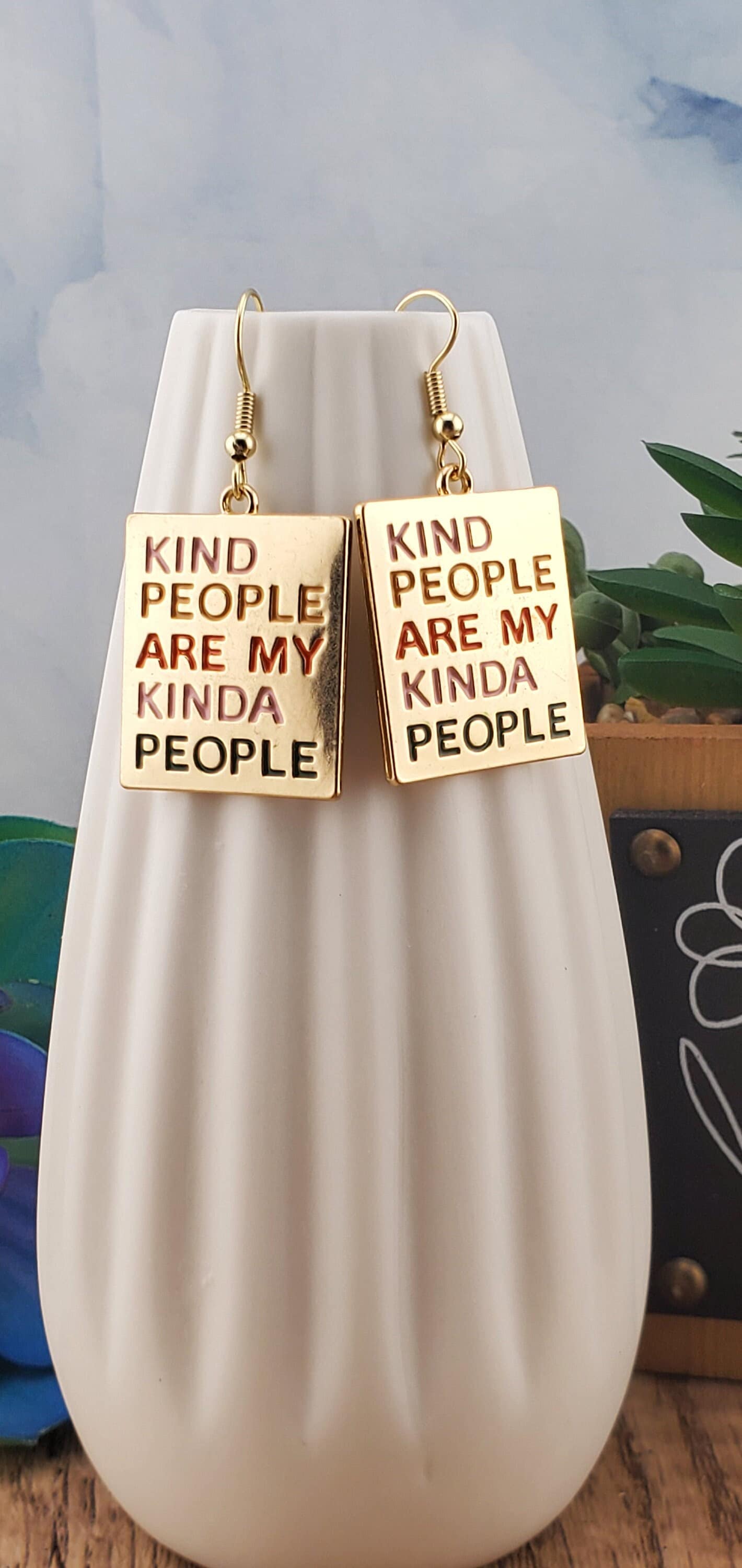 Kindness Earrings, Gold Plated Earring Wire