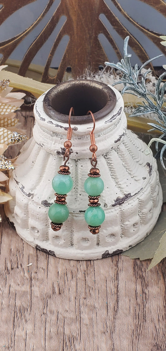 Australian Chrysoprase 6x8mm Earrings, Copper Earring Wire