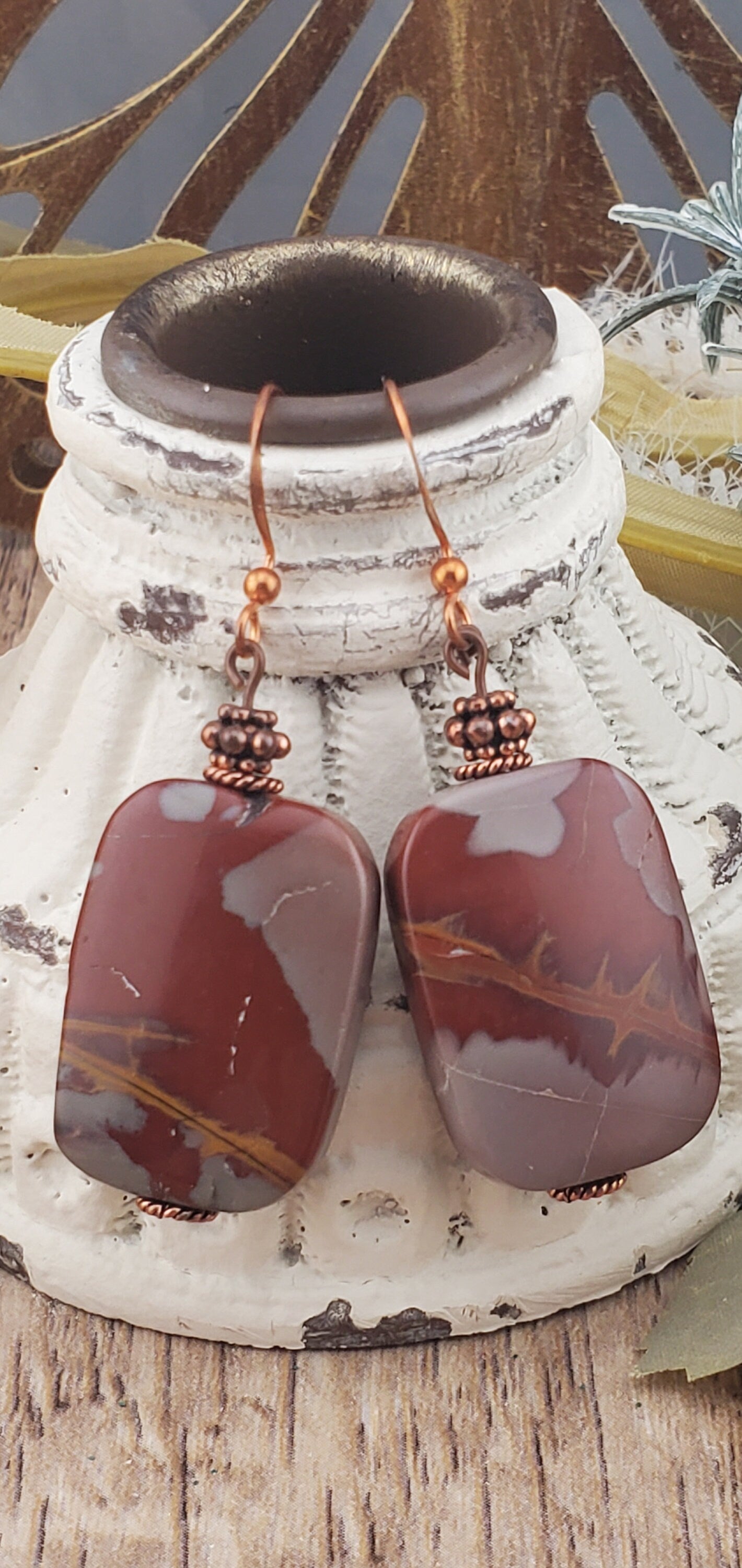 Noreena Jasper Earrings, Copper Earring Wire