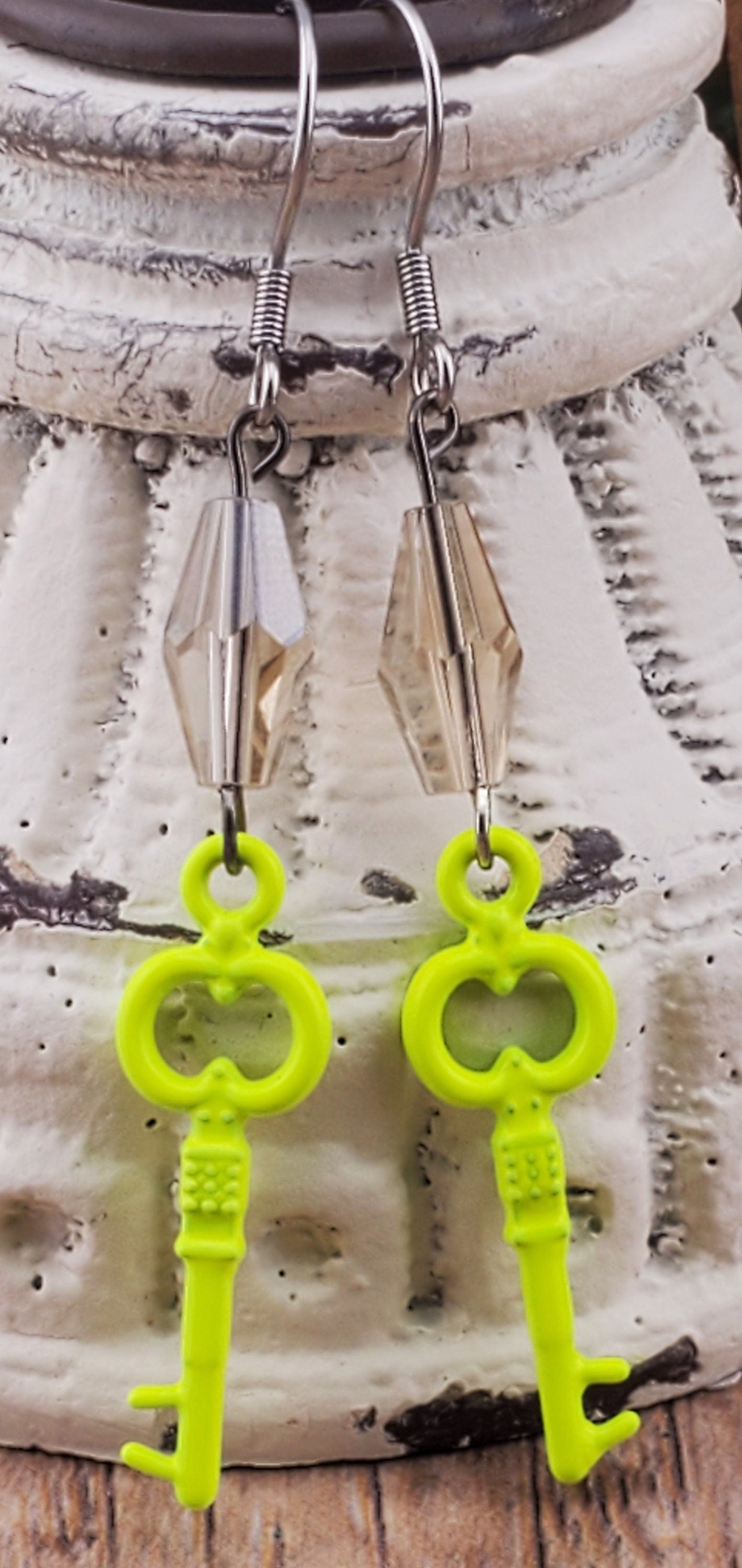 Key Earrings, Stainless Steel Earring Wire