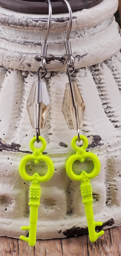 Key Earrings, Stainless Steel Earring Wire