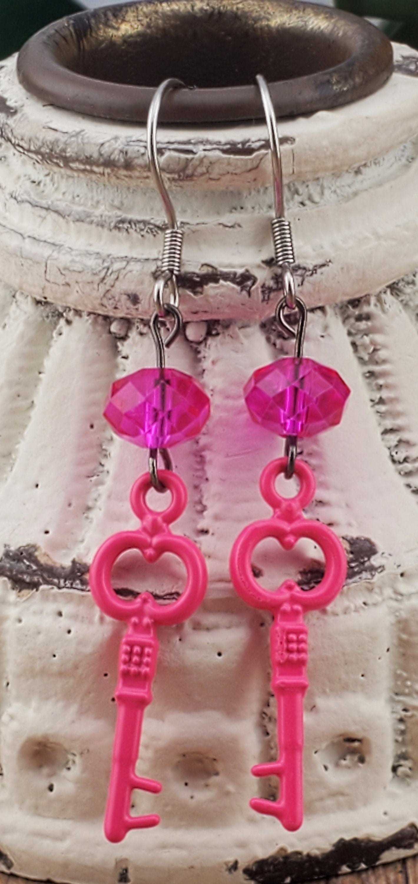 Key Earrings, Stainless Steel Earring Wire