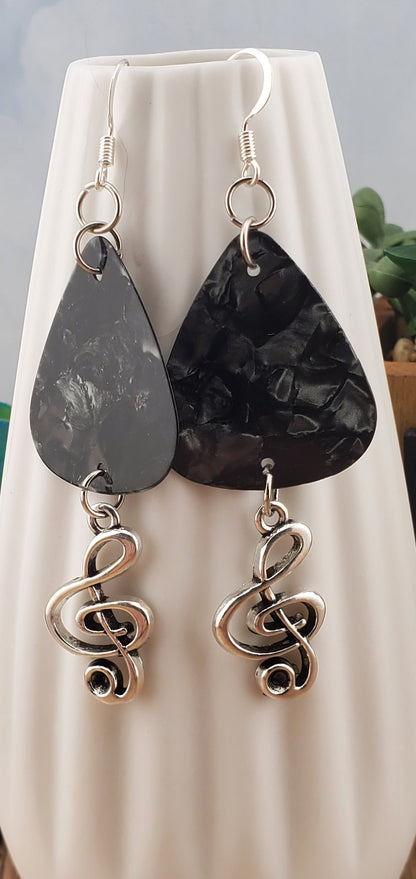 Musical Guitar Pick Earrings, Stainless Steel Earring Wire