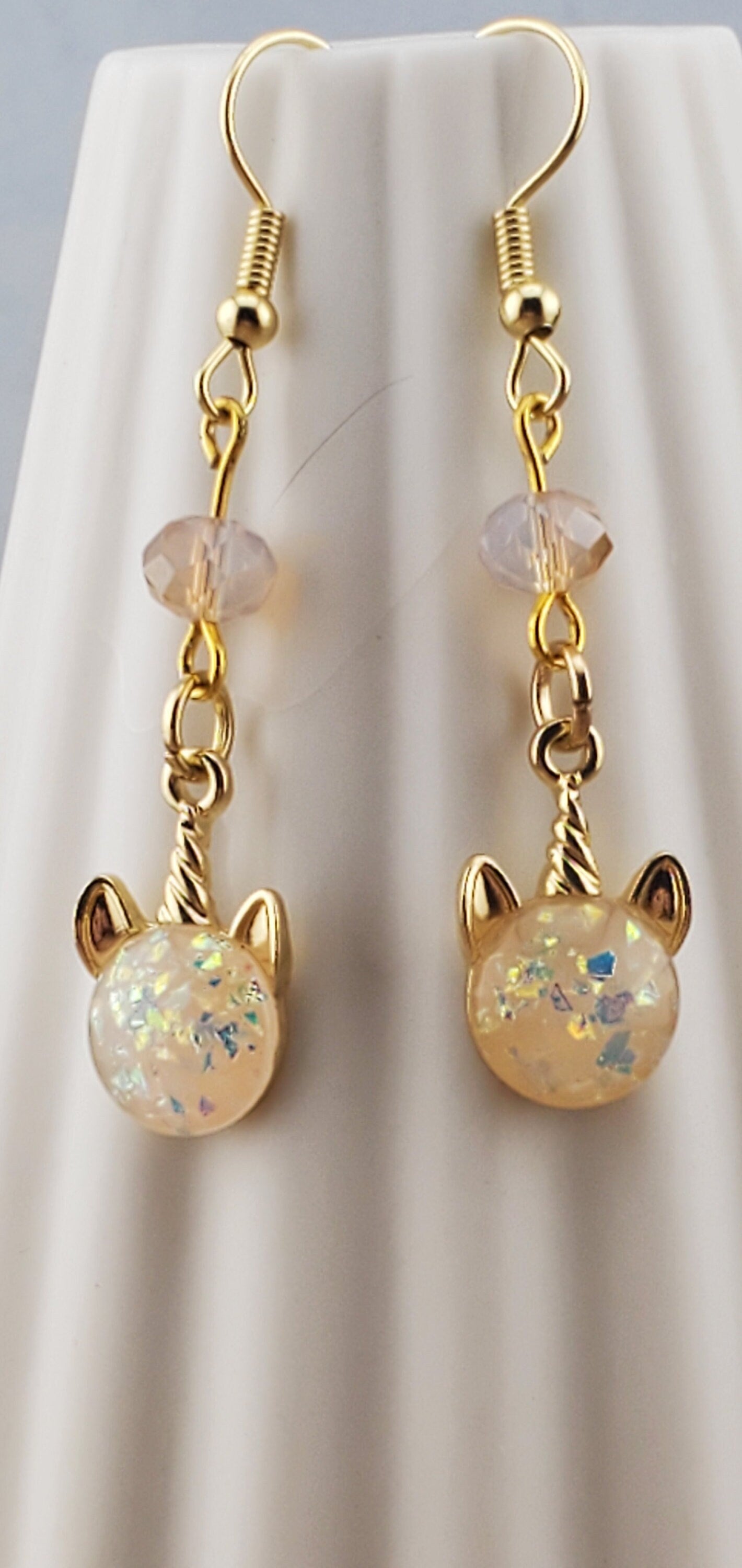 Unicorn Earrings, Gold Plated Earring Wire