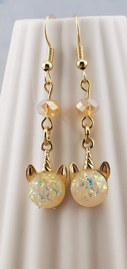 Unicorn Earrings, Gold Plated Earring Wire