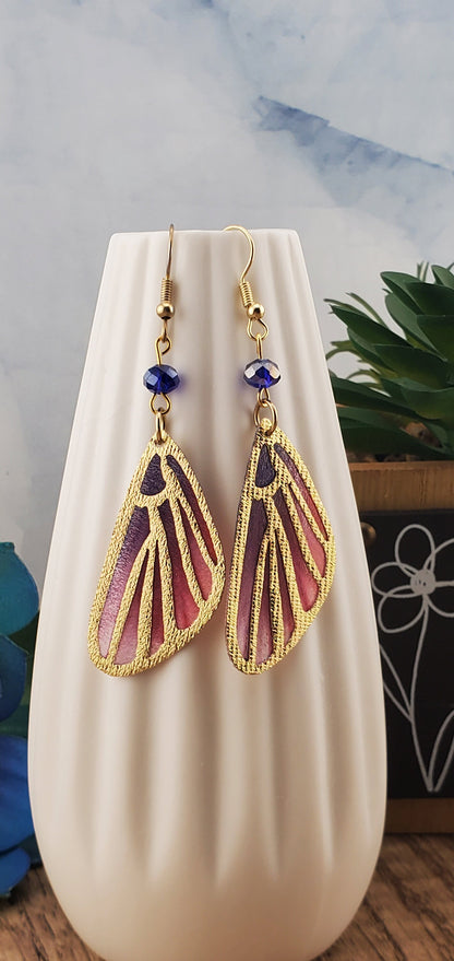 Butterfly Wing Earrings, Gold Plated Earring Wire