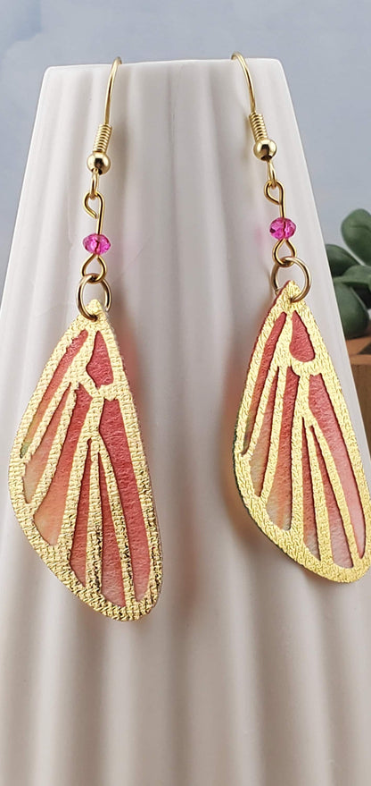 Butterfly Wing Earrings, Gold Plated Earring Wire