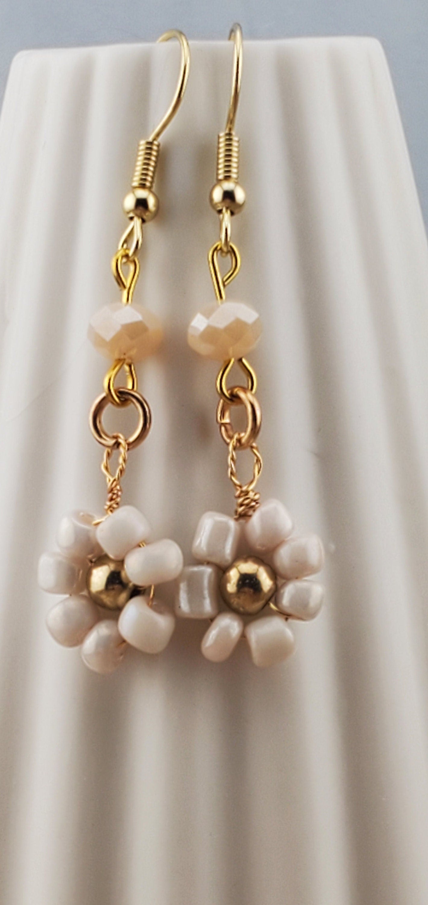 Flower Earrings, Gold Plated Earring Wire