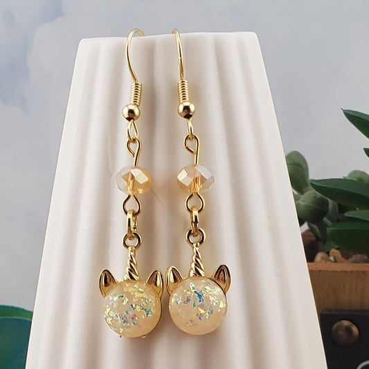 Unicorn Earrings, Gold Plated Earring Wire