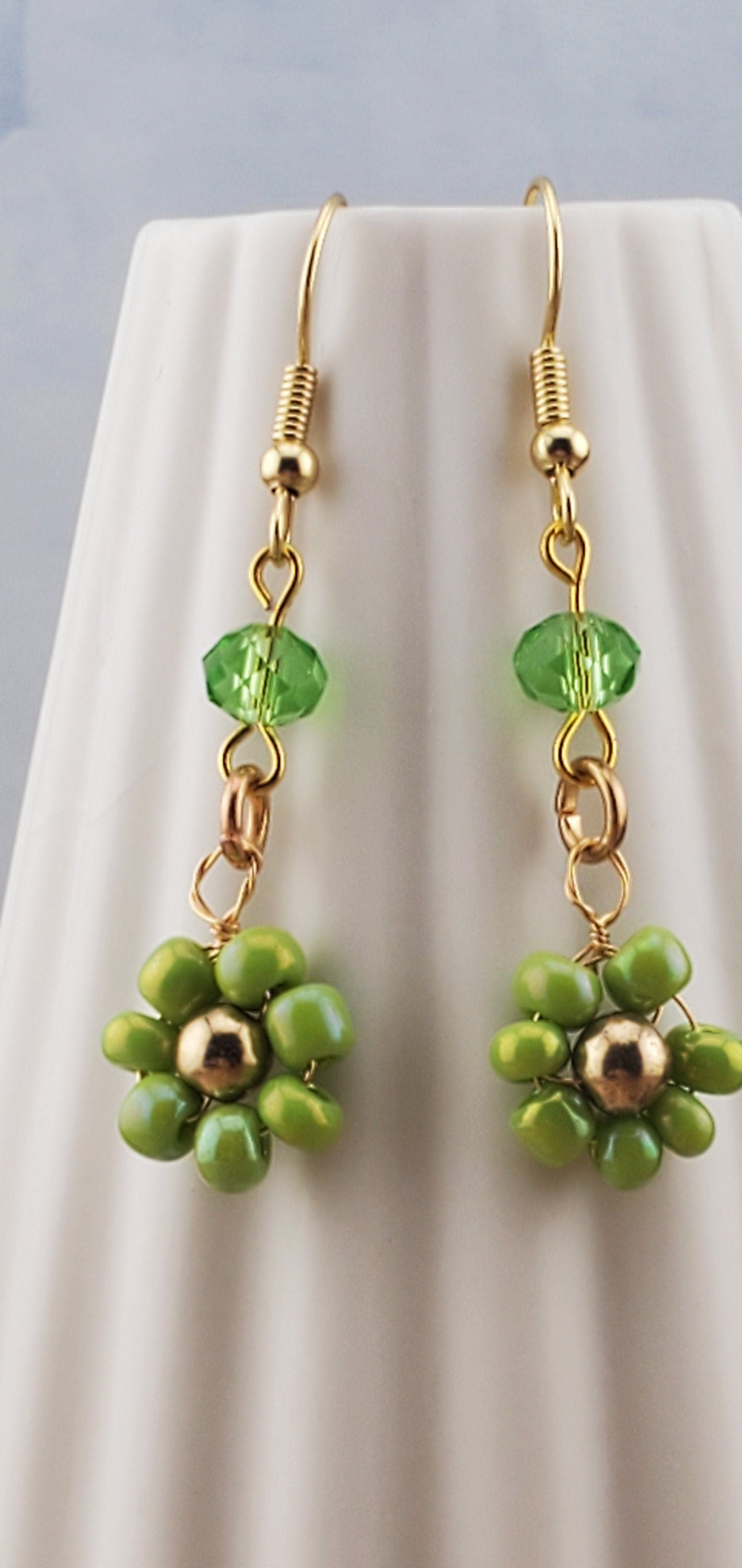 Flower Earrings, Gold Plated Earring Wire