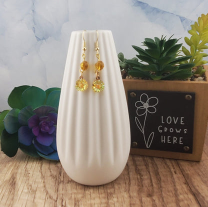 Daisy Earrings, Gold Plated Earring Wire