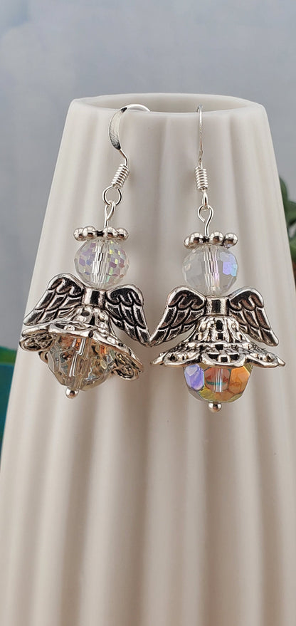 Angel Earrings, Silver Plated Earring Wire