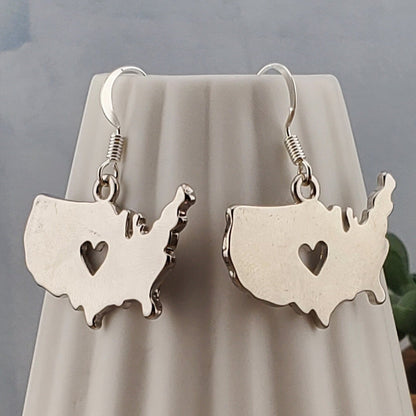 USA Earrings, Silver Plated Earring Wire