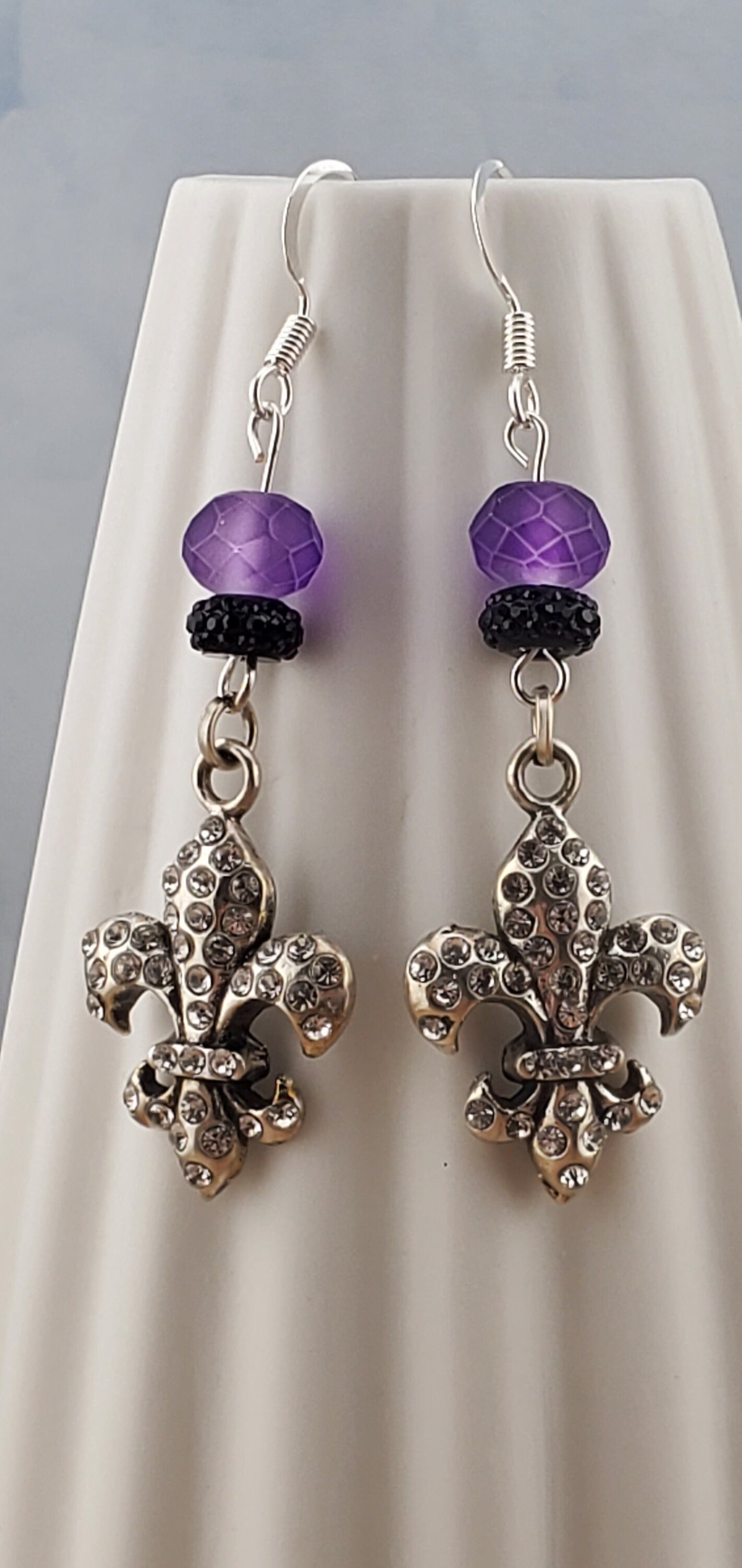 Fleur De Lis Earrings, Silver Plated Earring Wire