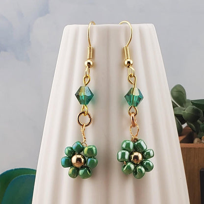 Flower Earrings, Gold Plated Earring Wire