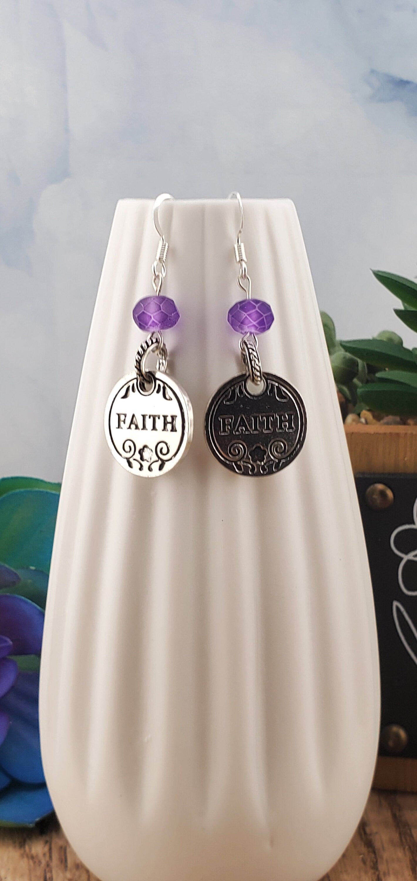 Faith Earrings, Silver Plated Earring Wire