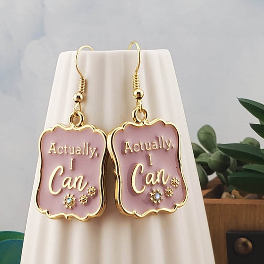 Actually I can Earrings, Gold Plated Earring Wire