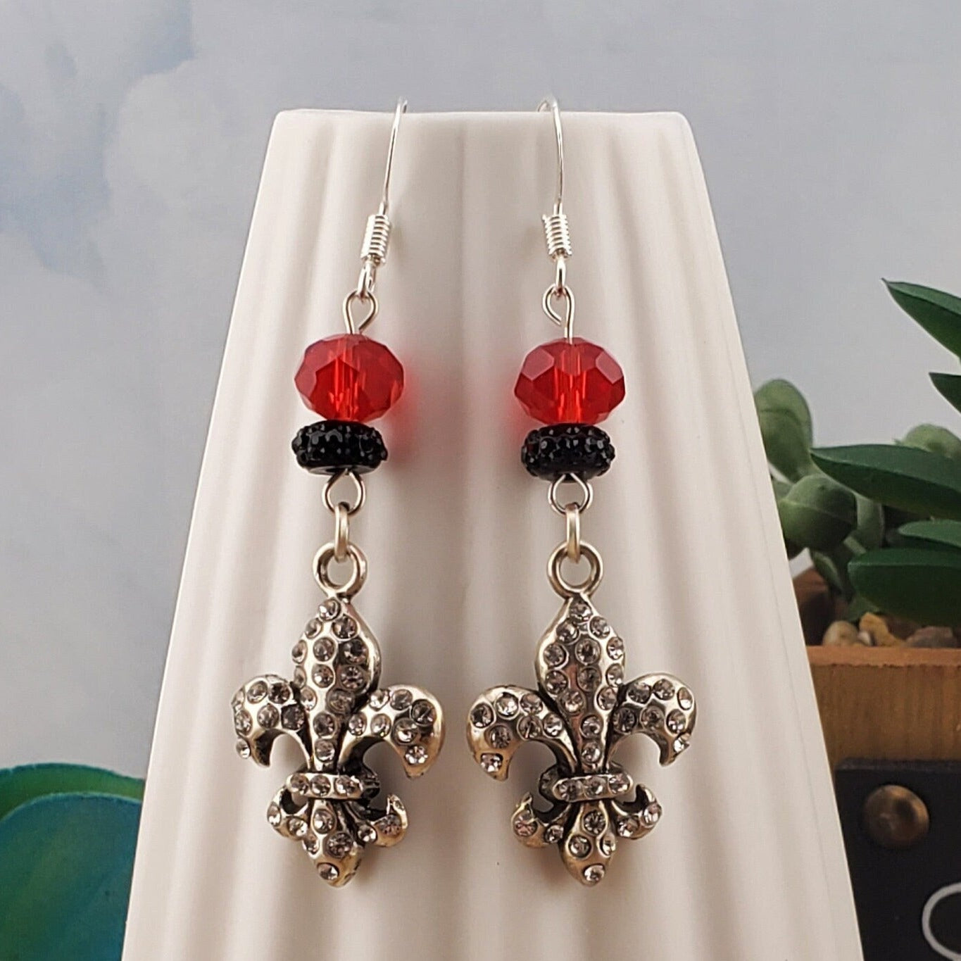 Fleur De Lis Earrings, Silver Plated Earring Wire