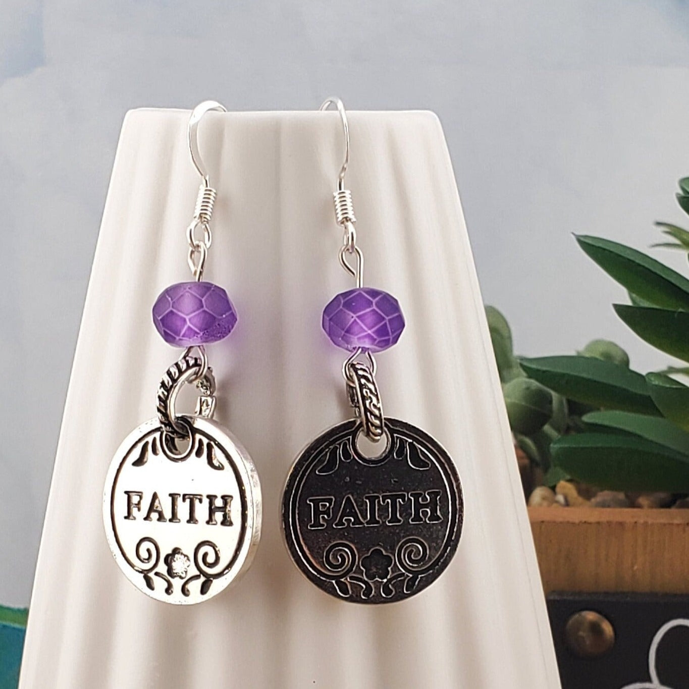 Faith Earrings, Silver Plated Earring Wire