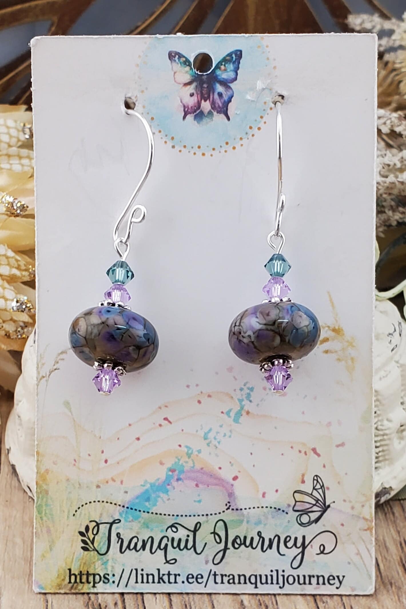 Create Beauty Artisan Glass Earrings, Lampwork Glass Bead handcrafted by a talented artisan, Silver Filled Earring Wire