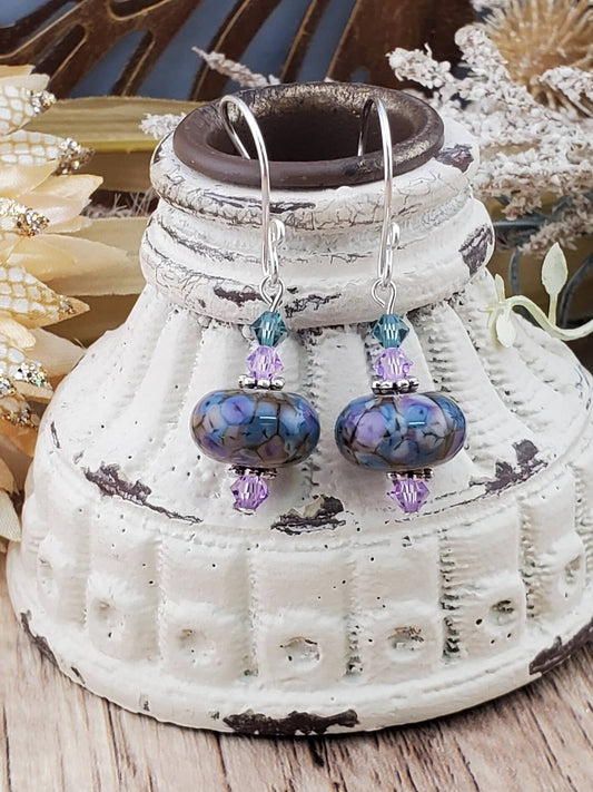 Create Beauty Artisan Glass Earrings, Lampwork Glass Bead handcrafted by a talented artisan, Silver Filled Earring Wire