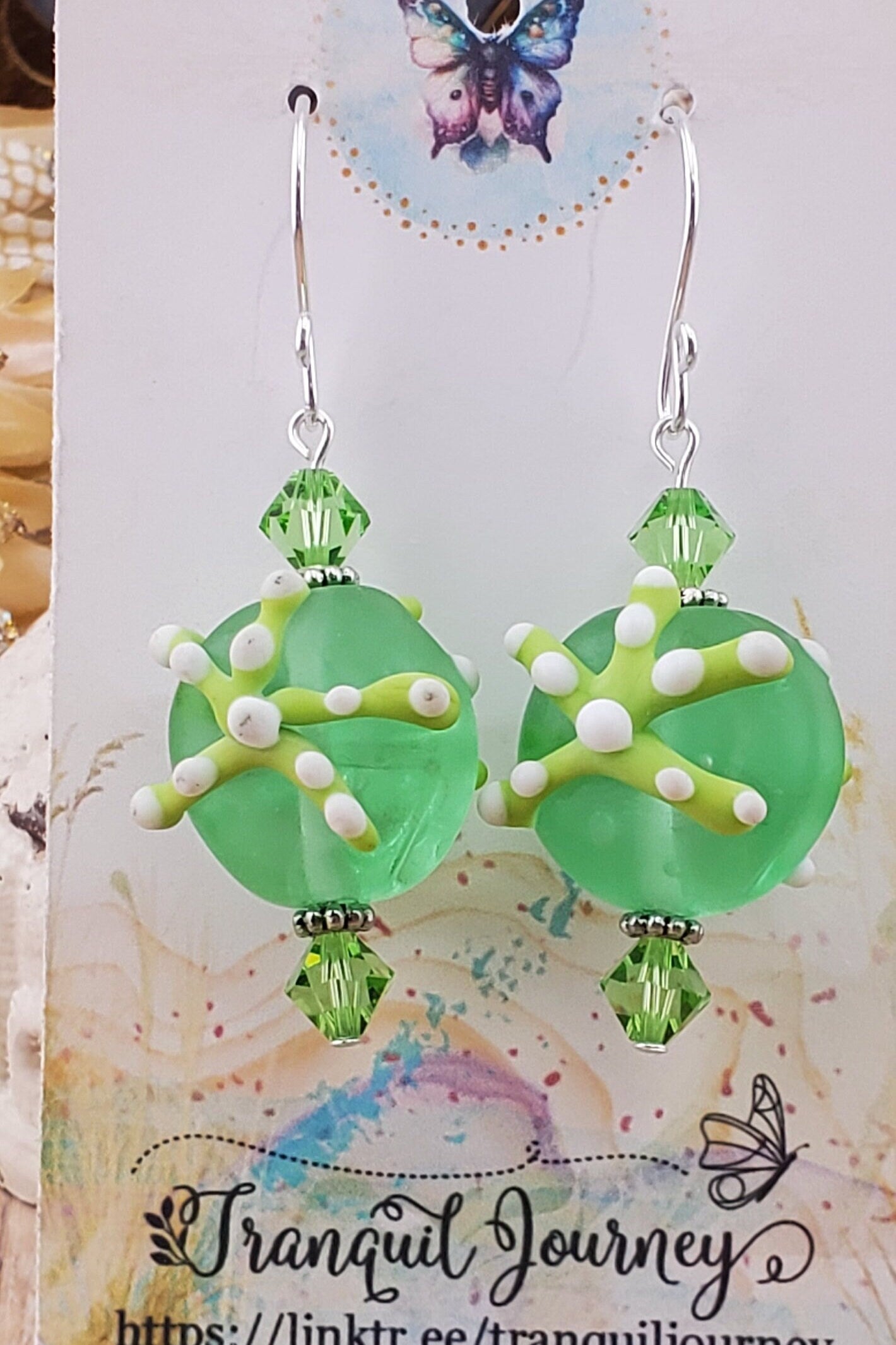 It matters to this one Artisan Glass Earrings, Lampwork Glass Bead handcrafted by a talented artisan, Silver Filled Earring Wire