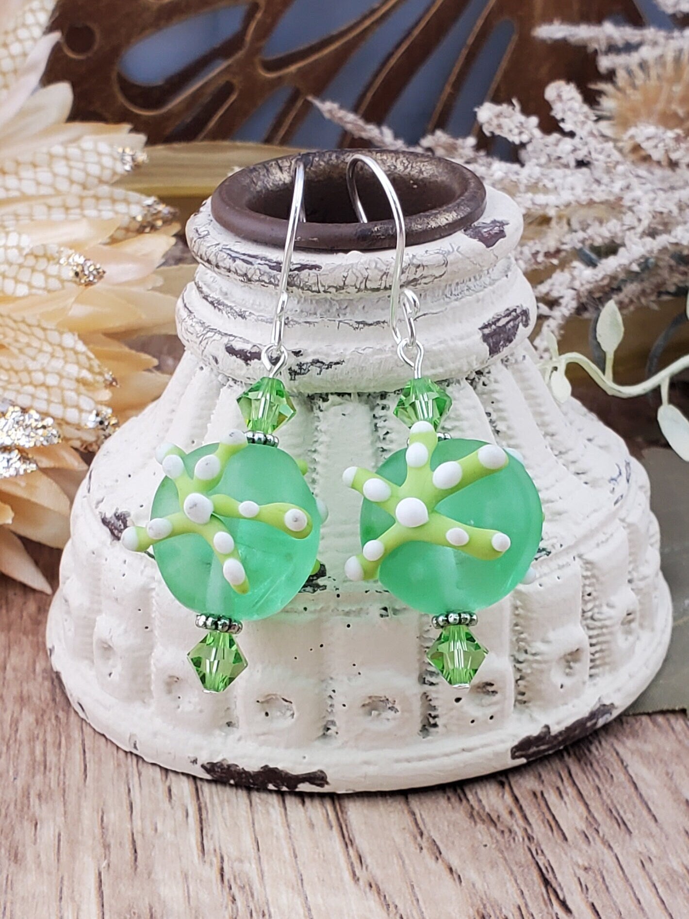 It matters to this one Artisan Glass Earrings, Lampwork Glass Bead handcrafted by a talented artisan, Silver Filled Earring Wire