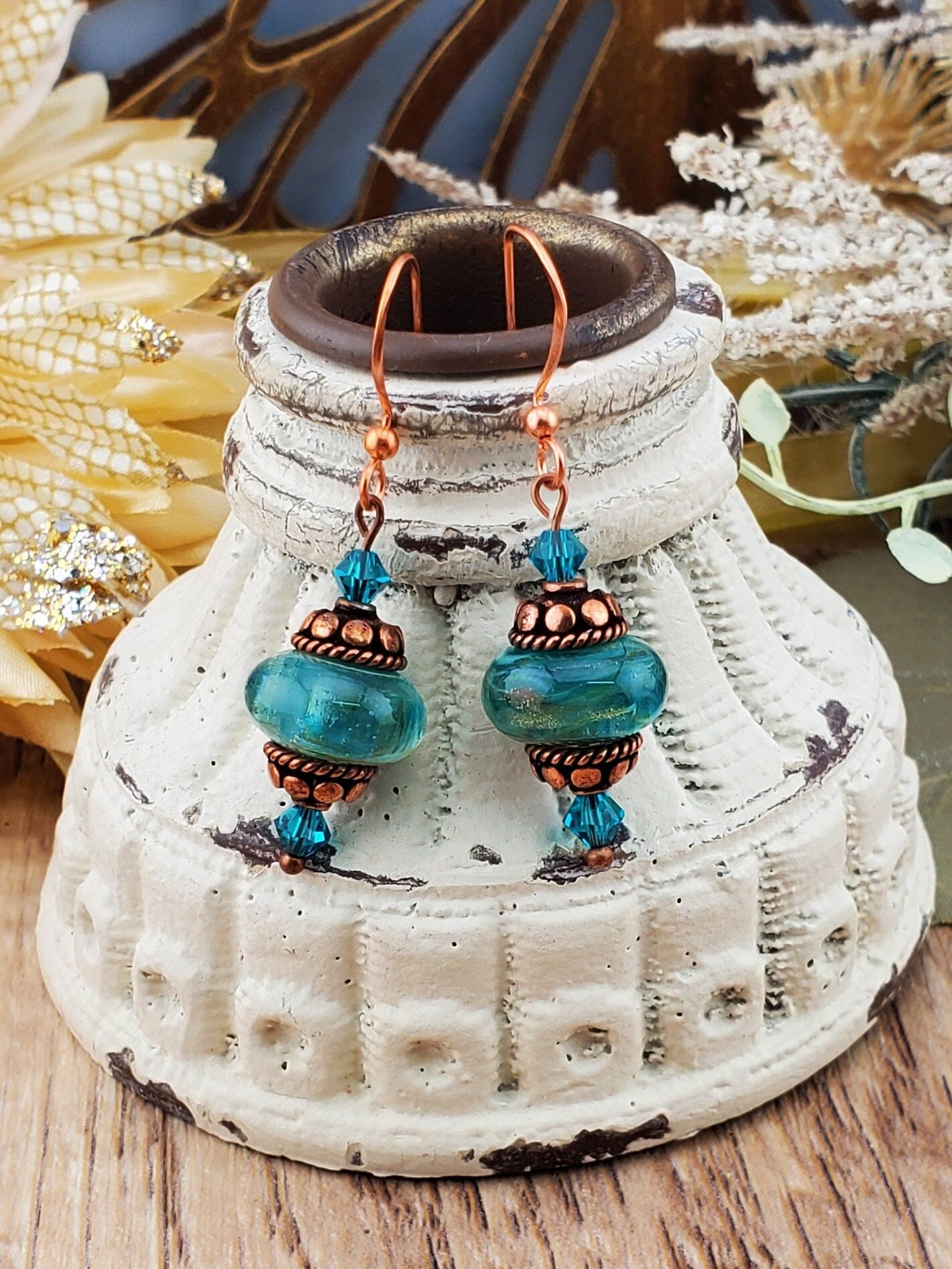 Spumanti Earrings, Artisan Lampwork Glass Earrings, Whimsical Cone Earrings, Carol Murray Jewelry hot Beaded Earrings (ER 156)