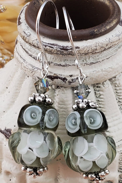 Life's a Hoot Artisan Glass Earrings, Lampwork Glass Bead handcrafted by a talented artisan, Silver Filled Earring Wire