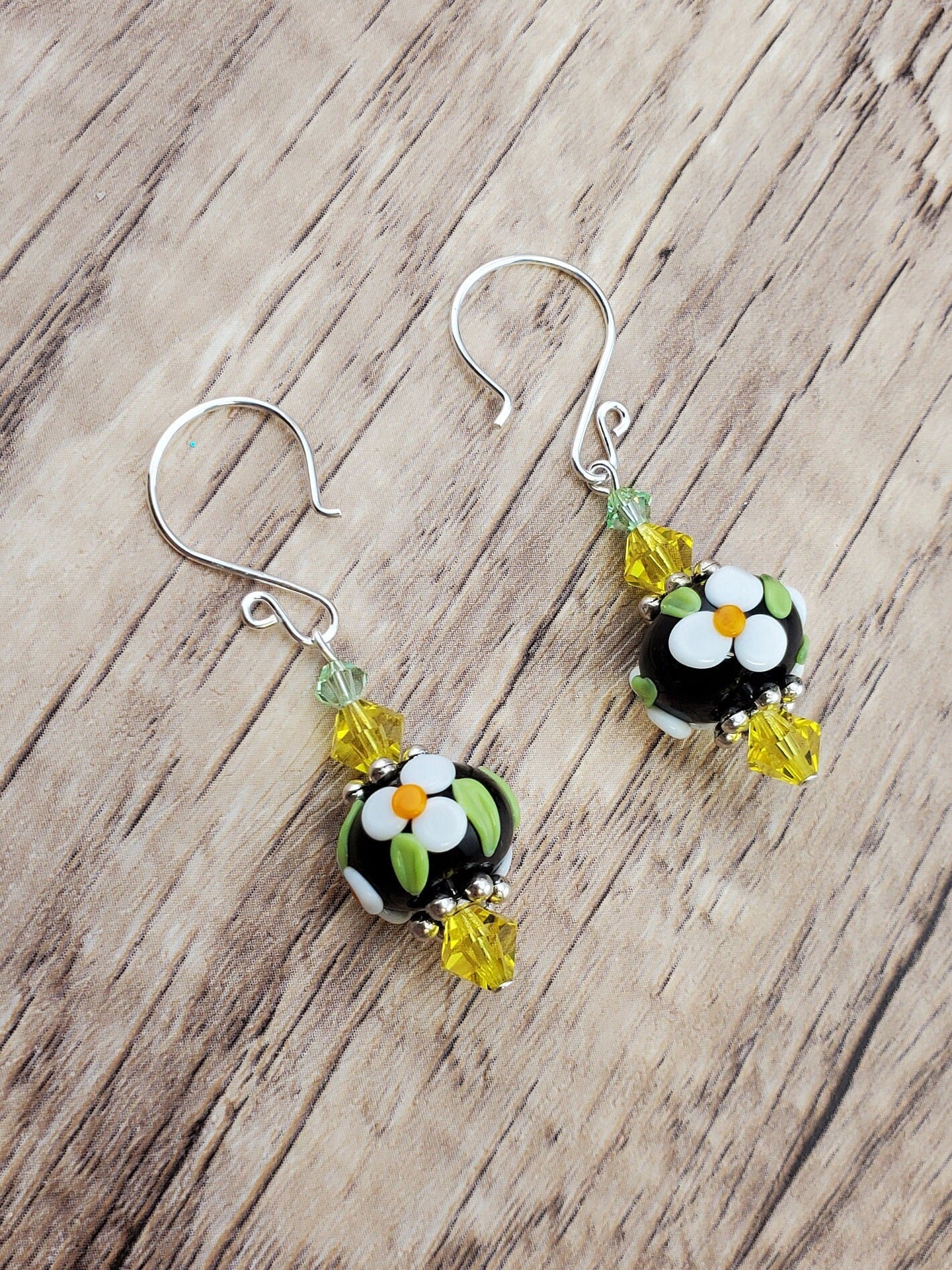 Aloha Artisan Glass Earrings, Lampwork Glass Bead handcrafted by a talented artisan, Silver Filled Earring Wire