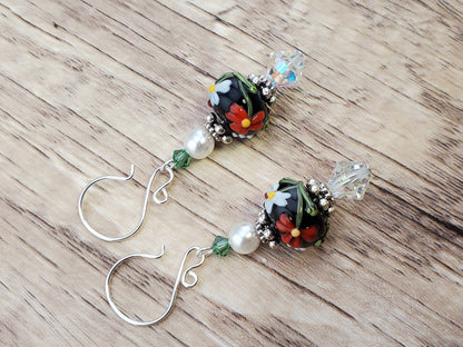 Bold Beauties Artisan Glass Earrings, Lampwork Glass Bead handcrafted by a talented artisan, Silver Filled Earring Wire